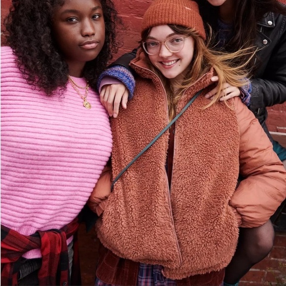 Madewell warm umber Reversible Sherpa Puffer full zip jacket NC574 Size XXS - Picture 9 of 15